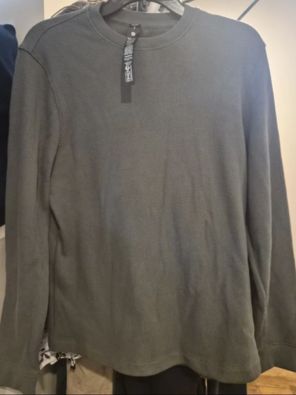 lululemon athletica Men's Long-Sleeve Waffle Crew in Olive